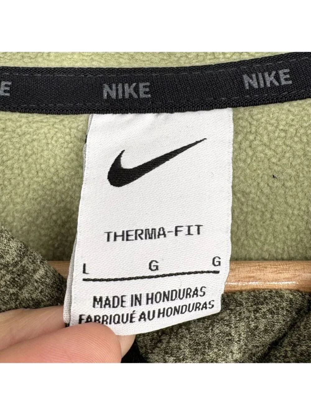 Nike Therma-Fit Fleece Lined Hoodie Mens L Green Swoosh Athleisure Athletic Gym